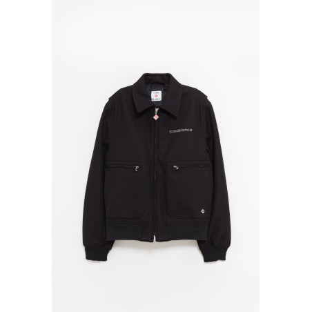 CASABLANCA BLACK BONDED WOOL BLEND JACKET